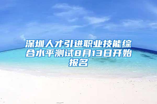 深圳人才引進(jìn)職業(yè)技能綜合水平測(cè)試8月13日開始報(bào)名