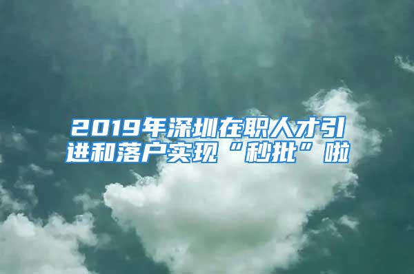 2019年深圳在職人才引進(jìn)和落戶實現(xiàn)“秒批”啦