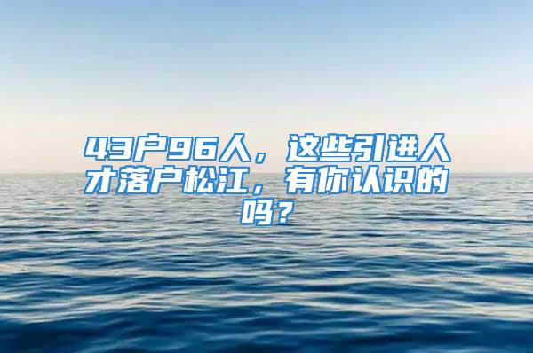 43戶96人，這些引進(jìn)人才落戶松江，有你認(rèn)識(shí)的嗎？