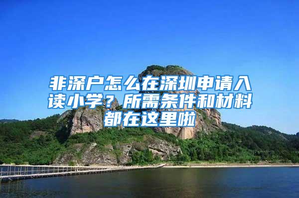 非深戶怎么在深圳申請入讀小學(xué)？所需條件和材料都在這里啦