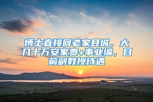 博士直接回老家縣城，大幾十萬安家費+事業(yè)編，目前副教授待遇