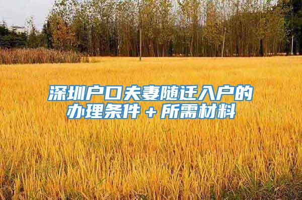 深圳戶口夫妻隨遷入戶的辦理條件＋所需材料