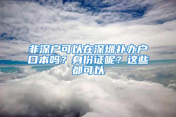 非深戶可以在深圳補(bǔ)辦戶口本嗎？身份證呢？這些都可以