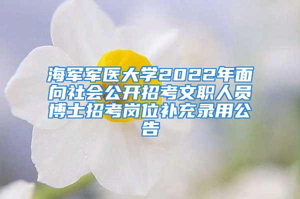 海軍軍醫(yī)大學2022年面向社會公開招考文職人員博士招考崗位補充錄用公告