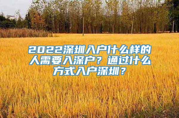 2022深圳入戶什么樣的人需要入深戶？通過什么方式入戶深圳？