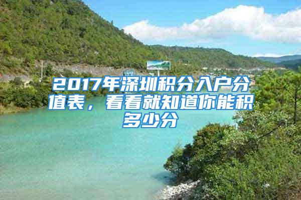 2017年深圳積分入戶分值表，看看就知道你能積多少分