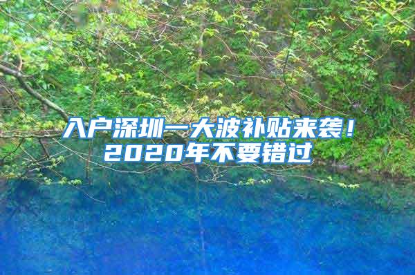 入戶深圳一大波補(bǔ)貼來襲！2020年不要錯(cuò)過