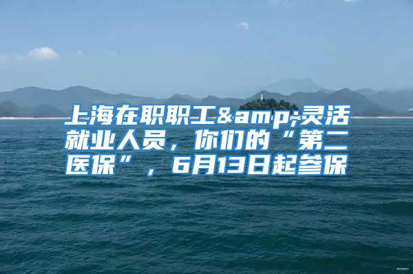 上海在職職工&靈活就業(yè)人員，你們的“第二醫(yī)?！?，6月13日起參保