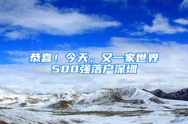 恭喜！今天，又一家世界500強(qiáng)落戶深圳