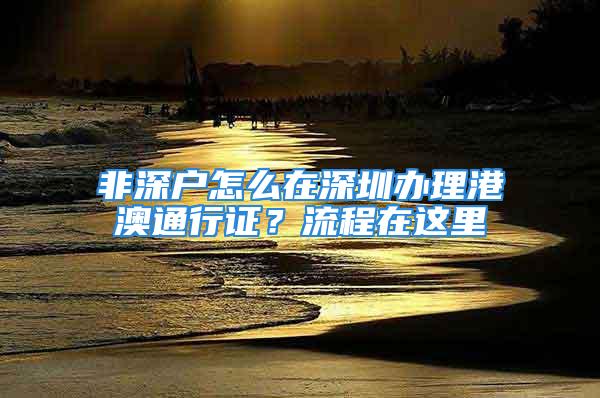 非深戶怎么在深圳辦理港澳通行證？流程在這里