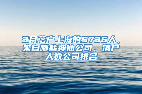 3月落戶上海的5736人，來自哪些神仙公司，落戶人數(shù)公司排名