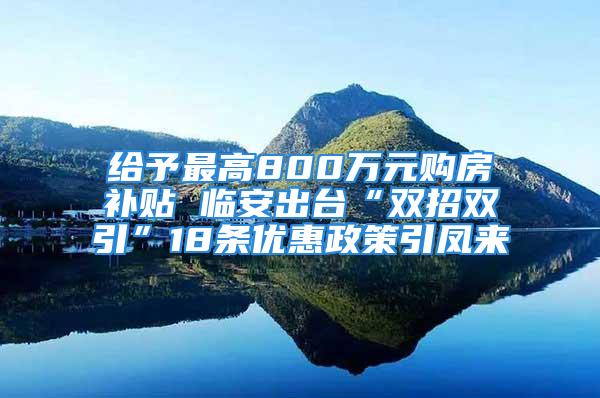 給予最高800萬元購房補(bǔ)貼 臨安出臺(tái)“雙招雙引”18條優(yōu)惠政策引鳳來