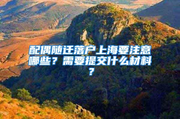 配偶隨遷落戶上海要注意哪些？需要提交什么材料？