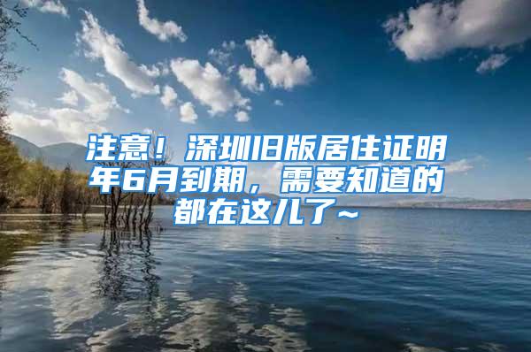 注意！深圳舊版居住證明年6月到期，需要知道的都在這兒了~