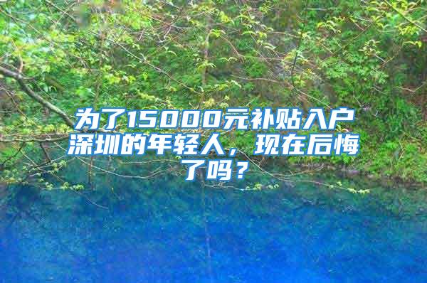 為了15000元補貼入戶深圳的年輕人，現(xiàn)在后悔了嗎？