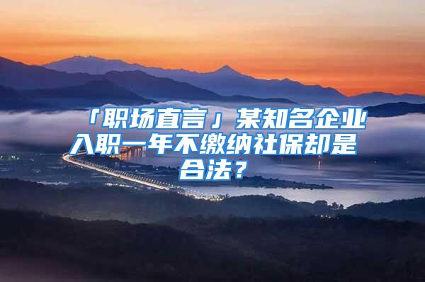 「職場直言」某知名企業(yè)入職一年不繳納社保卻是合法？