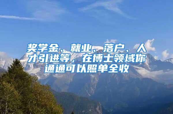 獎學金、就業(yè)、落戶、人才引進等，在博士領(lǐng)域你通通可以照單全收