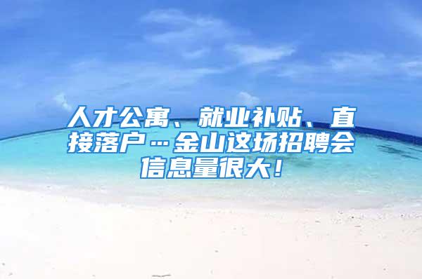 人才公寓、就業(yè)補(bǔ)貼、直接落戶…金山這場招聘會(huì)信息量很大！