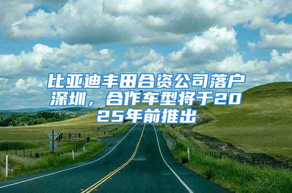 比亞迪豐田合資公司落戶深圳，合作車型將于2025年前推出