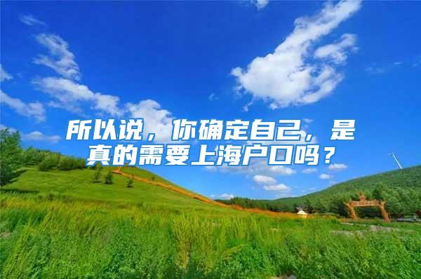 所以說，你確定自己，是真的需要上海戶口嗎？