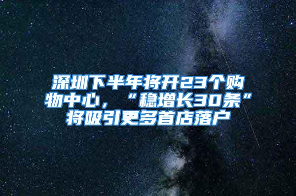 深圳下半年將開23個(gè)購(gòu)物中心，“穩(wěn)增長(zhǎng)30條”將吸引更多首店落戶