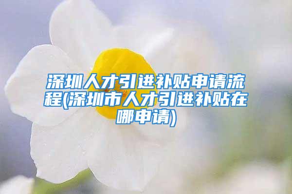 深圳人才引進(jìn)補(bǔ)貼申請(qǐng)流程(深圳市人才引進(jìn)補(bǔ)貼在哪申請(qǐng))