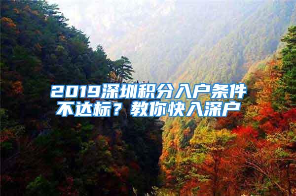 2019深圳積分入戶條件不達(dá)標(biāo)？教你快入深戶