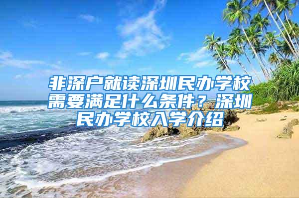 非深戶就讀深圳民辦學(xué)校需要滿足什么條件？深圳民辦學(xué)校入學(xué)介紹