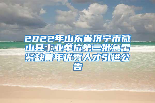 2022年山東省濟(jì)寧市微山縣事業(yè)單位第三批急需緊缺青年優(yōu)秀人才引進(jìn)公告