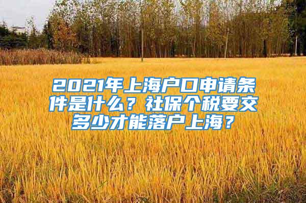 2021年上海戶口申請條件是什么？社保個稅要交多少才能落戶上海？