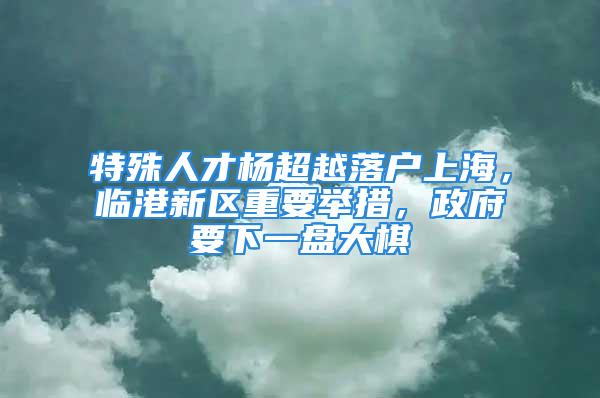 特殊人才楊超越落戶上海，臨港新區(qū)重要舉措，政府要下一盤大棋