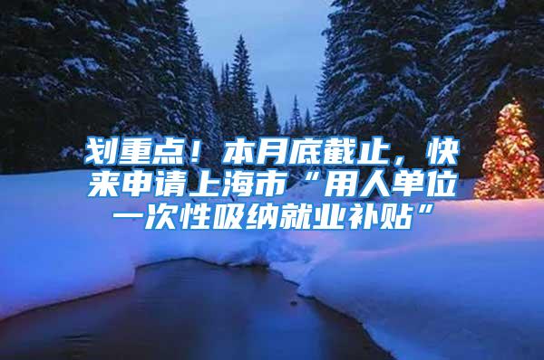 劃重點！本月底截止，快來申請上海市“用人單位一次性吸納就業(yè)補(bǔ)貼”