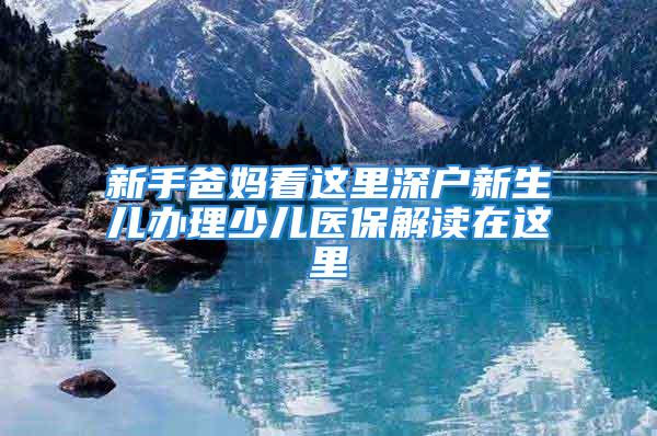 新手爸媽看這里深戶新生兒辦理少兒醫(yī)保解讀在這里