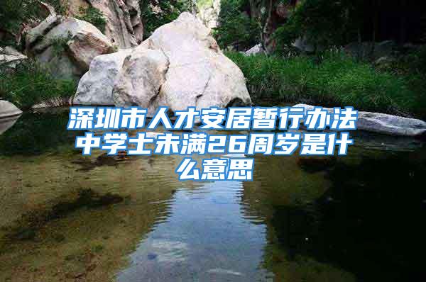 深圳市人才安居暫行辦法中學(xué)士未滿26周歲是什么意思