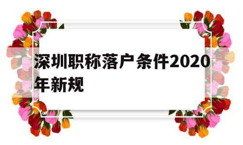 深圳職稱落戶條件2020年新規(guī)(深圳人才引進(jìn)落戶條件2020年新規(guī)) 深圳學(xué)歷入戶