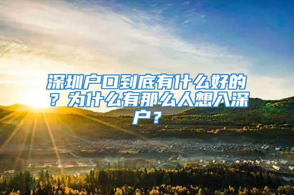 深圳戶口到底有什么好的？為什么有那么人想入深戶？