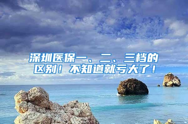 深圳醫(yī)保一、二、三檔的區(qū)別！不知道就虧大了！