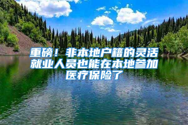 重磅！非本地戶籍的靈活就業(yè)人員也能在本地參加醫(yī)療保險了