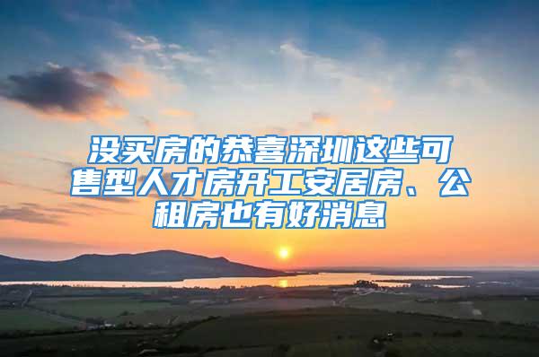 沒買房的恭喜深圳這些可售型人才房開工安居房、公租房也有好消息