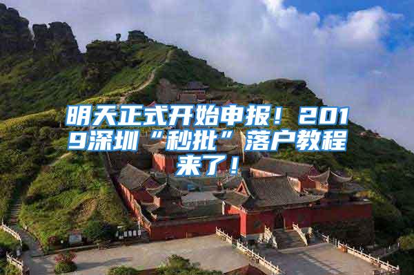 明天正式開始申報(bào)！2019深圳“秒批”落戶教程來了！