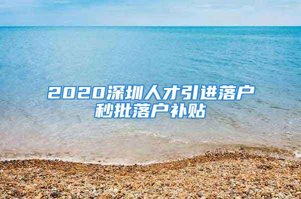 2020深圳人才引進落戶秒批落戶補貼