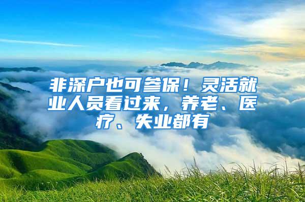 非深戶也可參保！靈活就業(yè)人員看過來，養(yǎng)老、醫(yī)療、失業(yè)都有