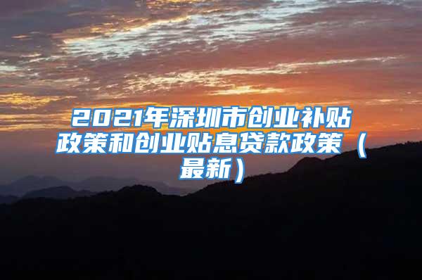 2021年深圳市創(chuàng)業(yè)補(bǔ)貼政策和創(chuàng)業(yè)貼息貸款政策（最新）