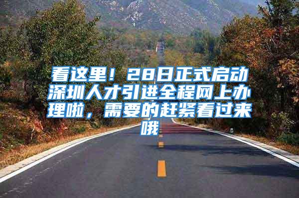 看這里！28日正式啟動(dòng)深圳人才引進(jìn)全程網(wǎng)上辦理啦，需要的趕緊看過(guò)來(lái)哦