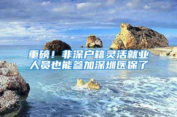 重磅！非深戶籍靈活就業(yè)人員也能參加深圳醫(yī)保了