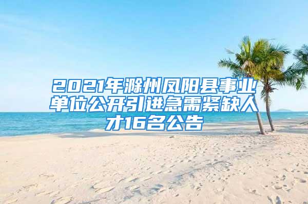 2021年滁州鳳陽(yáng)縣事業(yè)單位公開引進(jìn)急需緊缺人才16名公告