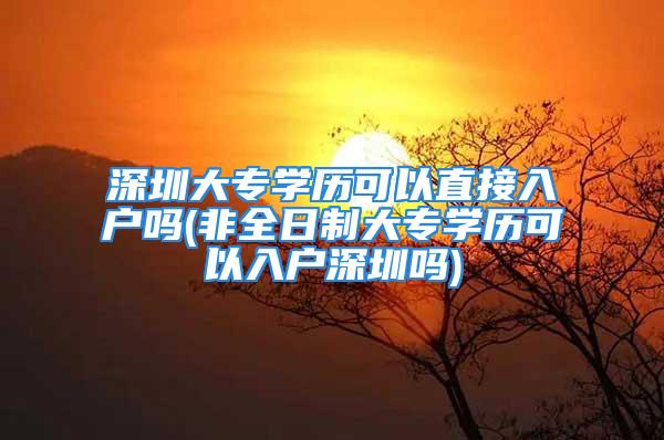 深圳大專學(xué)歷可以直接入戶嗎(非全日制大專學(xué)歷可以入戶深圳嗎)