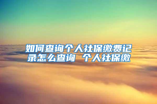 如何查詢個人社保繳費(fèi)記錄怎么查詢 個人社保繳