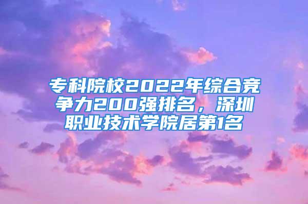 ?？圃盒?022年綜合競爭力200強排名，深圳職業(yè)技術(shù)學院居第1名