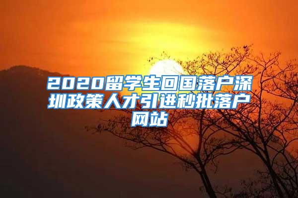 2020留學(xué)生回國(guó)落戶深圳政策人才引進(jìn)秒批落戶網(wǎng)站